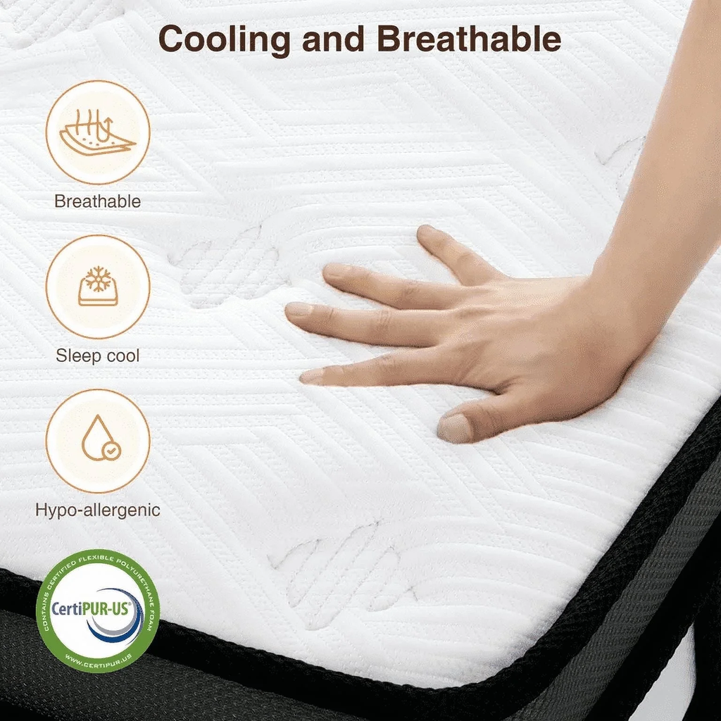 MAJUNES King Mattress [New Version], 14 inch Gel Memory Foam Hybrid Mattress King Size Bed in a Box, Pressure & Pain Relief, CertiPUR-US, Individual Pocket Spring, Edge Support, CertiPUR-US Certified