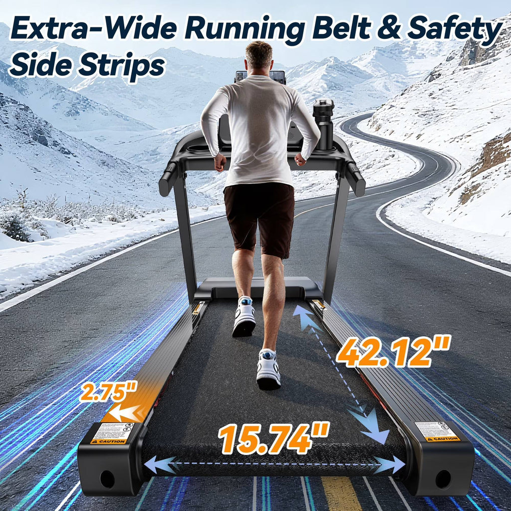 Famistar Folding Electric Treadmill for Home, Compact Running Machine with 3.5HP Motor, Treadmill 300 lb Capacity, Treadmill with 3-Level Incline, 7.5 MPH, Quiet Brushless Motor, 71 Programs, Space-Saving