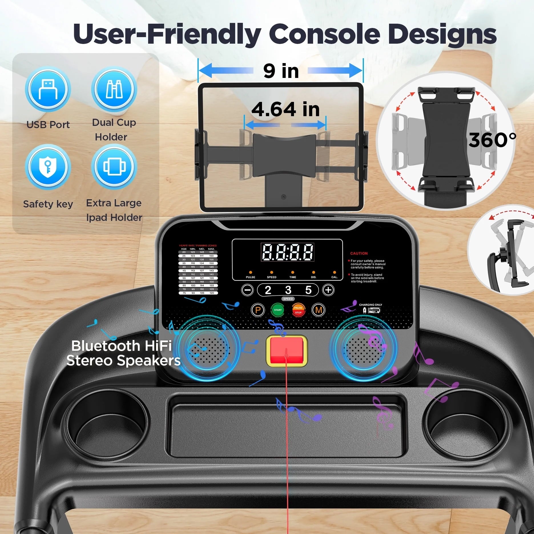 FaayFian 2.75HP Home Treadmill with Incline, APP & Bluetooth Control, Foldable Design, 300lbs Capacity – Walking, Jogging, Running, Indoor Exercise Fitness