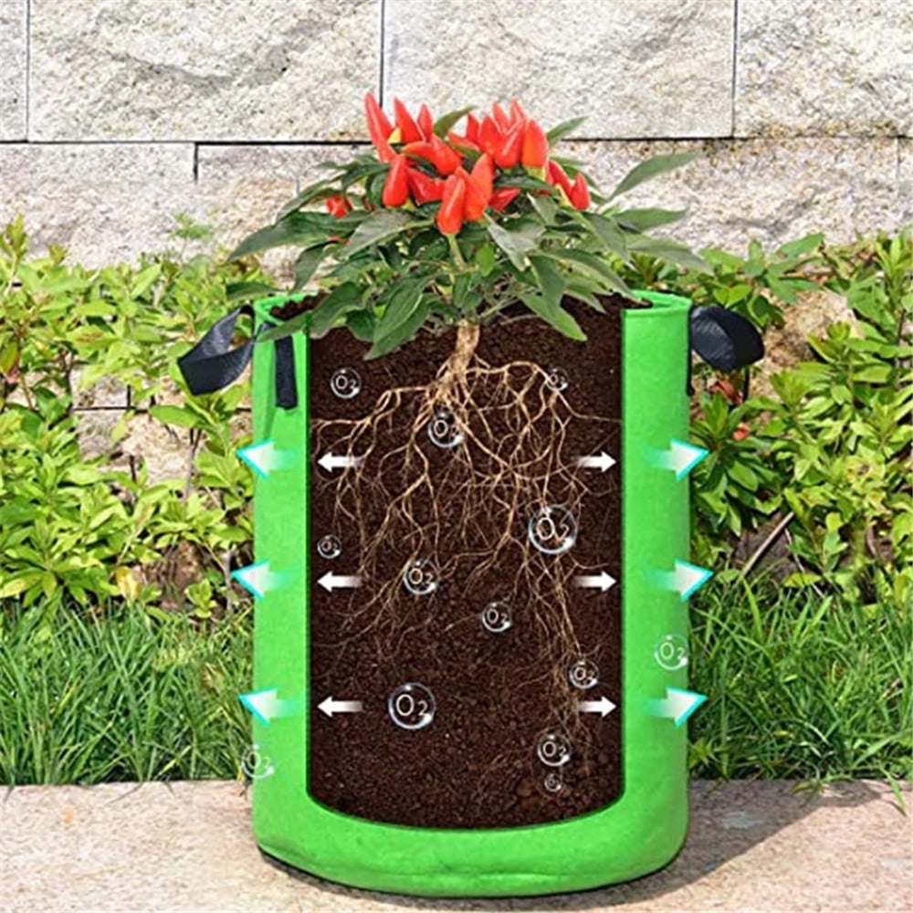 MAJUNES 7 Gallon 4 Pack Potato Grow Bags, Grow Bags Garden Container Heavy Duty Aeration Fabric Pots Thickened Nonwoven Fabric Grow Bags with Flap Handles for Veggies Flower Planter