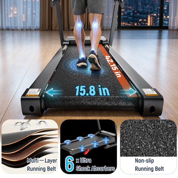 OXIBYPU 3.7HP Motor Folding Treadmill for Home with Incline, 300 lbs Capacity Exercise Treadmill, 7.5 MPH Speed, 10-Level Manual Incline, 71 Programs Smart APP Control, Portable Walking Running Machine