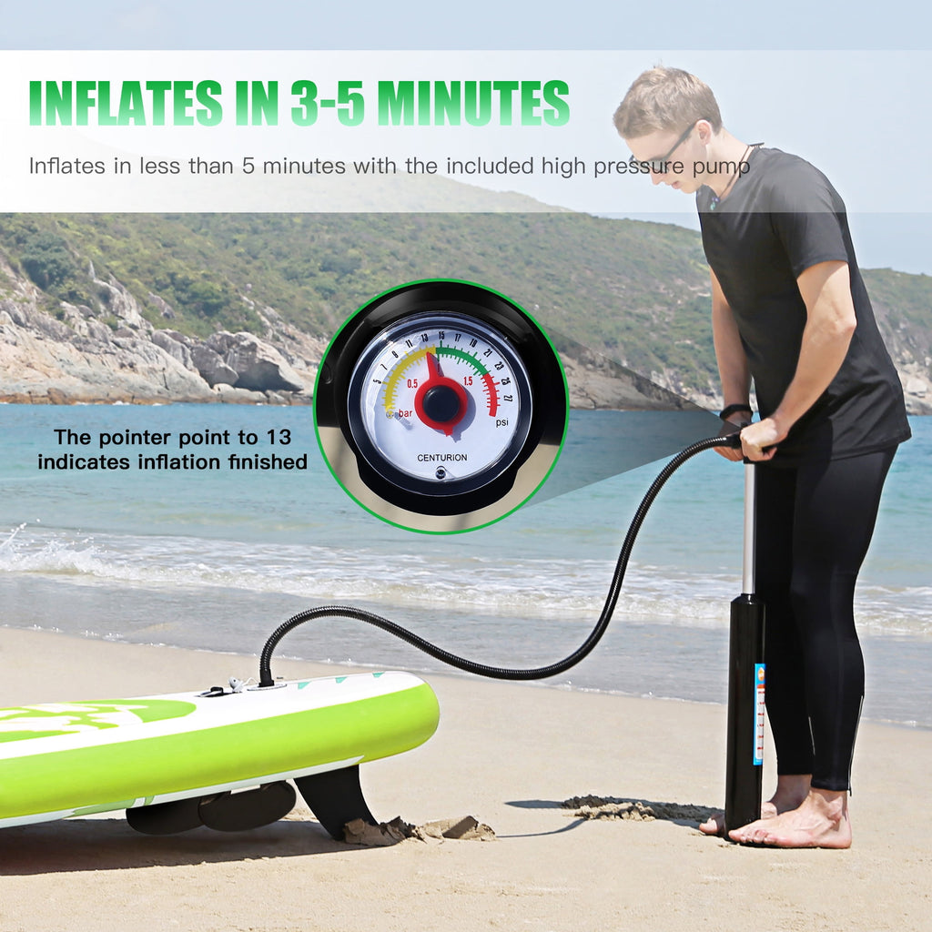 Famistar 12' Inflatable Stand Up Paddle Board SUP w/ 3 Fins, Adjustable Paddle, Pump & Carrying Backpack