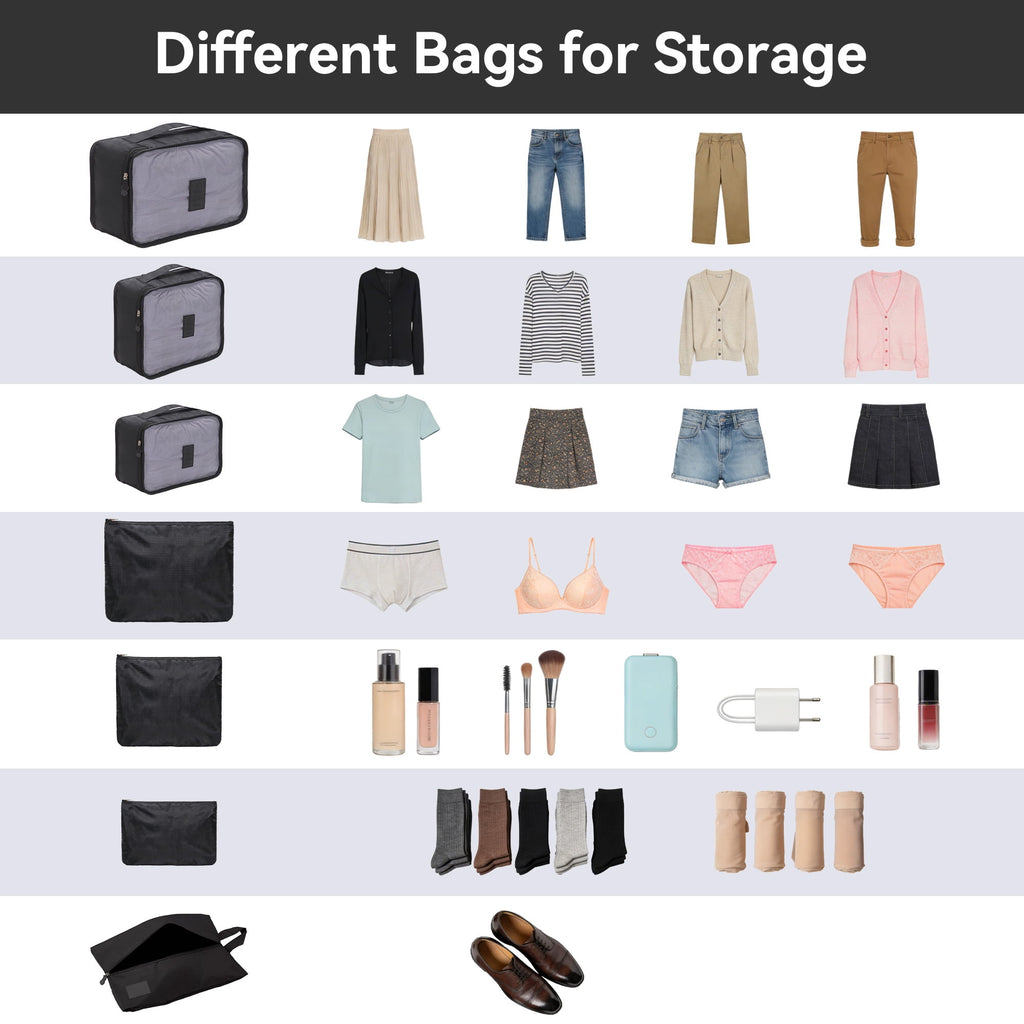 Qvamodo Newest Extended Storage 11-Piece Luggage Set, 28" & 24" Spinner Suitcases with 20" Carry-On Bag, 14" Toiletry Case & Packing Cubes, Durable Travel Suitcase Set with 360° Wheels & Combination Lock