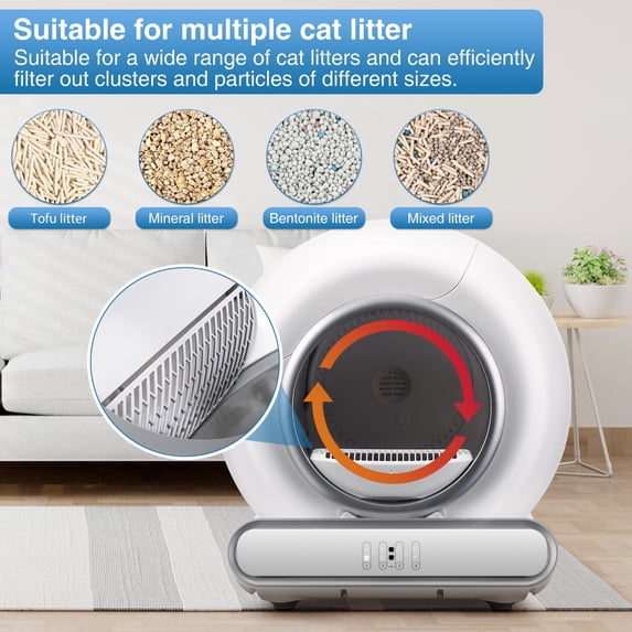 Qvamodo Self-Cleaning Litter Box for Multiple Cats – Automatic Cat Litter Box with App Control & Smart Safety Sensors, Odor Control, large cat litter box – Includes 2 Roll Litter Liner Bags