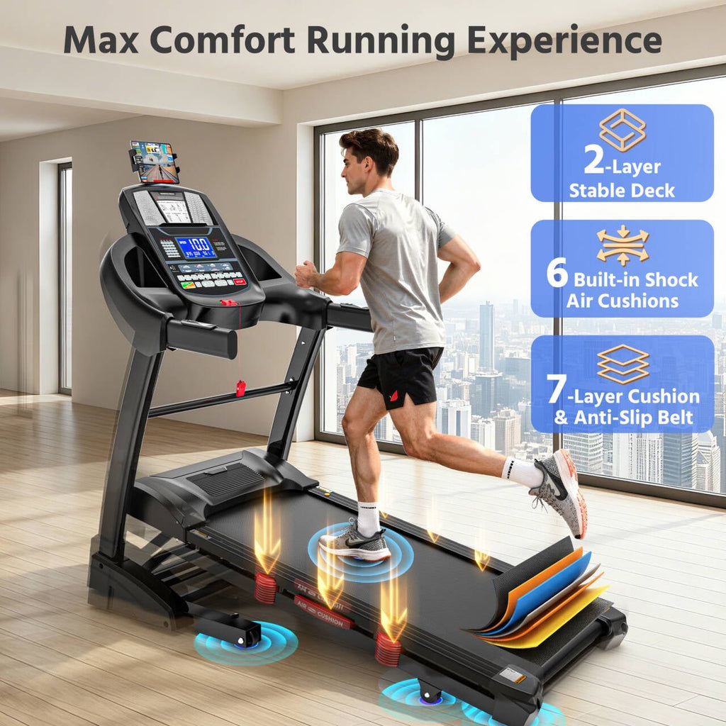 AQUGOKS Treadmills for Home with 20% Auto Incline - Wide Belt, 12MPH Max Speed, 400LBS Capacity, 5.05HP Heart Monitr Handle Bars