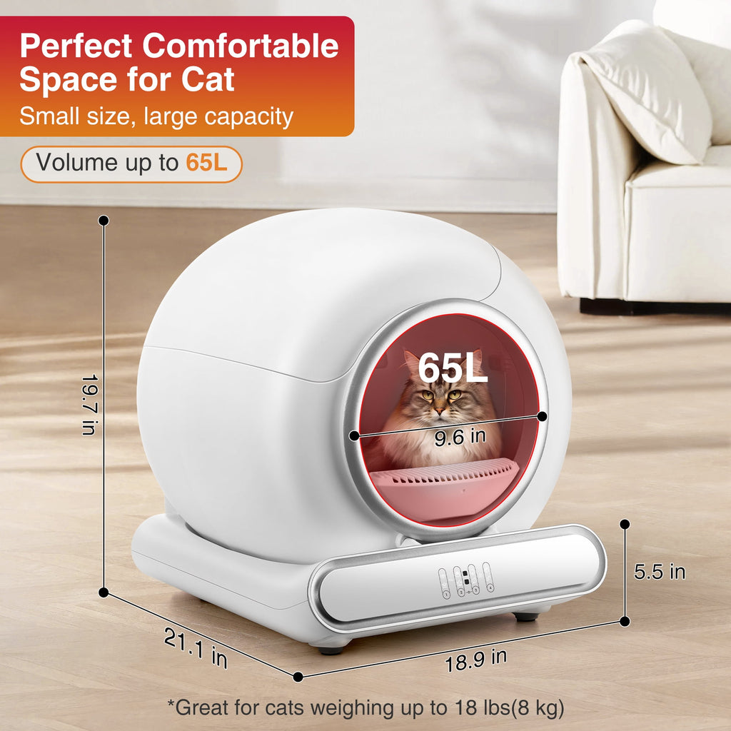 FaayFian Self-Cleaning Automatic Cat Litter Box w/ Odor-Free Technology, Remote APP Control, 18Lbs Weight Capacity for Multiple Cat & Safety Detection, Cat Litter Box with 2 Roll Liner