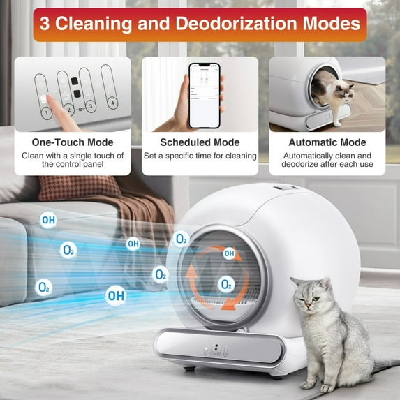 Qvamodo Automatic Cat Litter Box Self Cleaning for Large Cats – WiFi App Control, Odor-Free, Ultra Quiet, Health Monitoring, Hands-Free for 15 Days, Seniors, and Busy Pet Owners