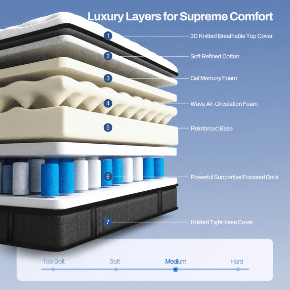 OXIBYPU 14 Inch Queen Mattress in a Box, Hybrid Queen Mattress with Cooling Memory Foam & Individually Wrapped Pocket Coils, Medium Firm Queen Size Mattress with Motion Transfer Reduction, CertiPUR-US