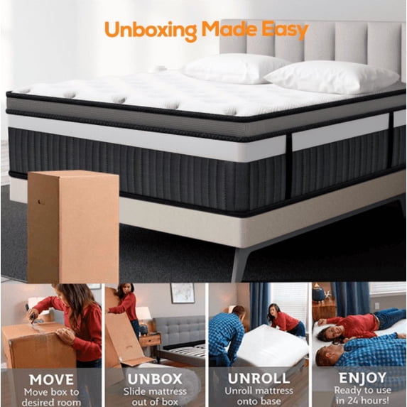 WNANEEZ 14" King Hybrid Mattress in a Box with Gel Memory Foam, Cooling Sleep, Medium Feel, Pressure Relief, Motion Isolation, Breathable Cover, CertiPUR-US Certified