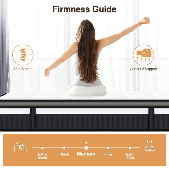 Qvamodo Cooling Relief Gel Queen Size Mattress in a Box, 14in Mattress in a Box, Medium-Firm for Presure Relief&Cooler Sleep, Motion Isolation, Certified Safe Foams & Fabric