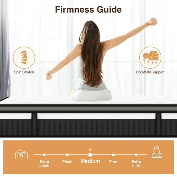 Campmoy King Mattress, 14 Inch Gel Memory Foam Hybrid Mattress in a Box, Cooling & Breathable Design, Zoned Pressure Relief, Medium Firm Feel, CertiPUR-US Certified