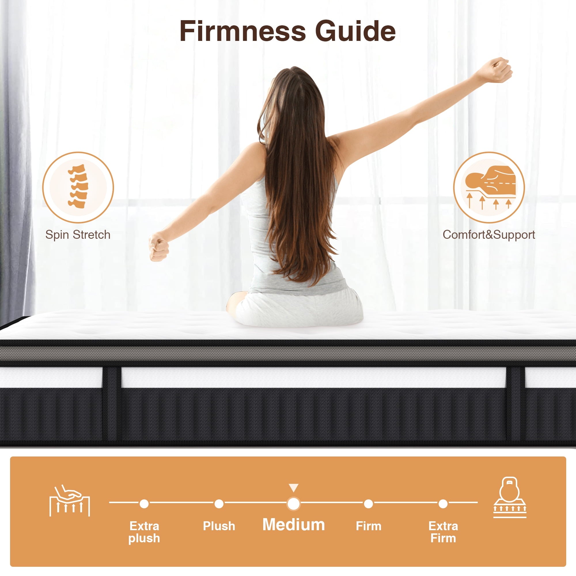 Qvamodo King Size Mattress, 14in Gel Memory Foam Mattress for Cooling Sleep and Pressure Relief, King Size Hybrid Mattress in a Box, CertiPUR-US, Motion Isolation