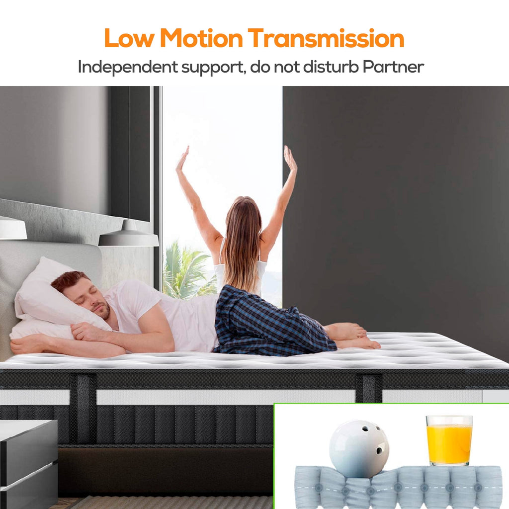 FaayFian King Mattress, 14 Inch Gel Memory Foam Matrress in a Box, Individual Pocket Spring for Motion Isolation, Medium Firm