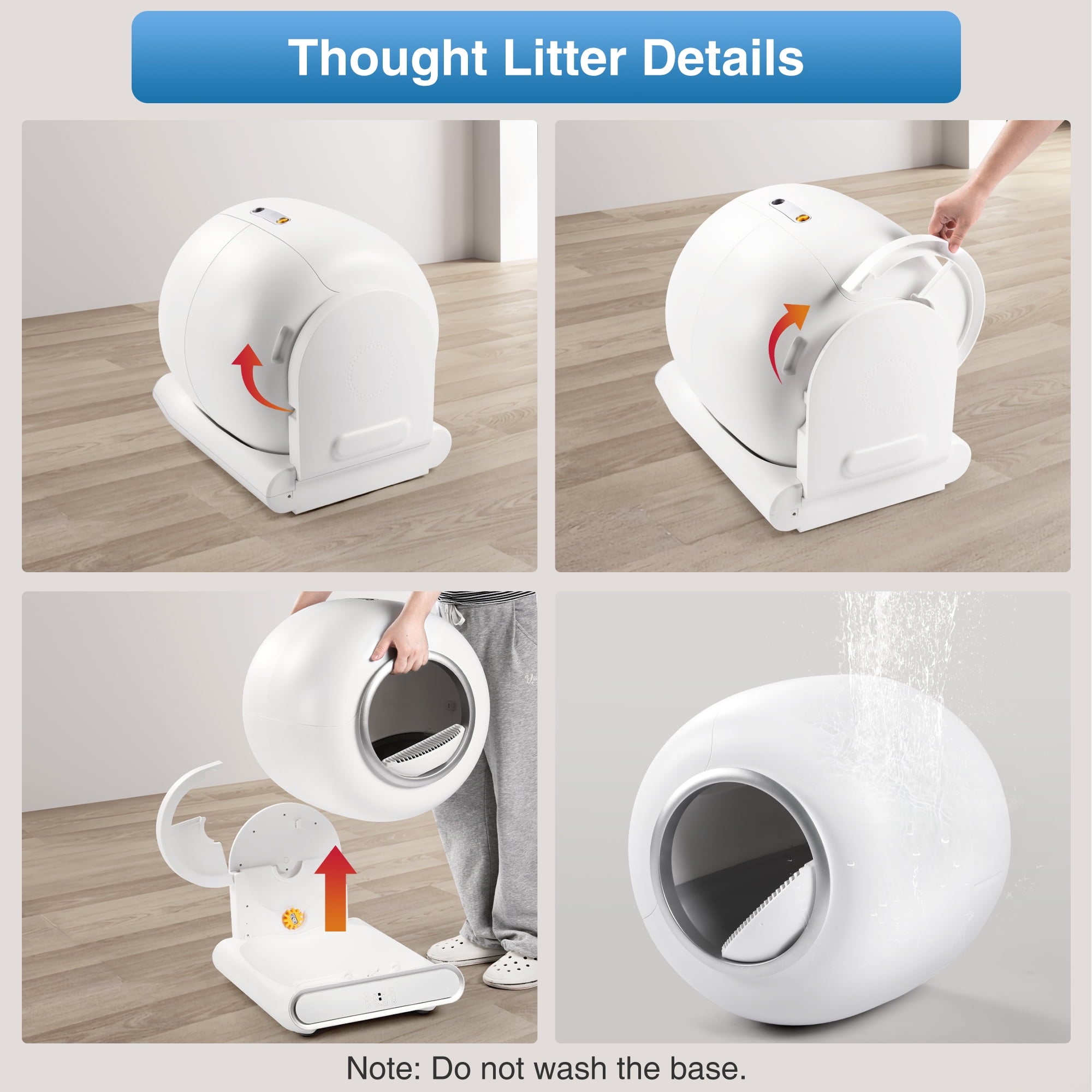 WNANEEZ APP-Controlled Smart Cat Litter Box-Automatic Cleaning, Odor Elimination, Ideal for Multiple Cats, White