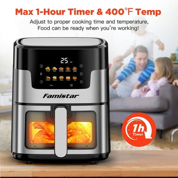 Famistar Air Fryer Oven 10 Preset Cookings, Portable Air Fryer w/ Large 7.5 QT, Touch Screen, Dishwasher-Safe W/100 Pcs Liners