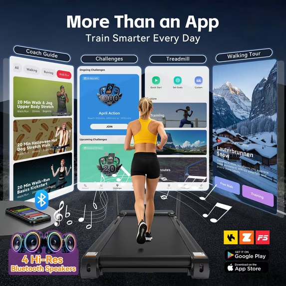 AQUGOKS Folding Treadmill for Home, 3.9HP Brushless Motor, 0.6-9 MPH, 15% Auto Incline, 105 Programs, 350 lbs Capacity, 17.1" x 42.5" Running Belt, Portable Walking Jogging Running Machine
