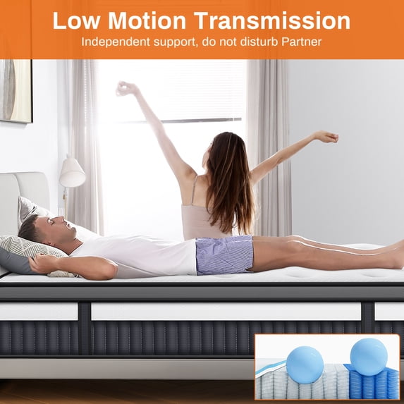 Qvamodo Cooling Relief Gel Queen Size Mattress in a Box, 14in Mattress in a Box, Medium-Firm for Presure Relief&Cooler Sleep, Motion Isolation, Certified Safe Foams & Fabric