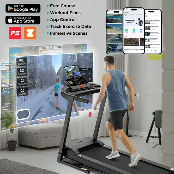 ODYAAZ Treadmill with Incline and Handle Bar, 3.1HP Treadmill for Home Small Space,0.6-7.5MPH Portable folding Treadmill, 300LBS, walking, running exercise treadmill, 2026 Upgrade