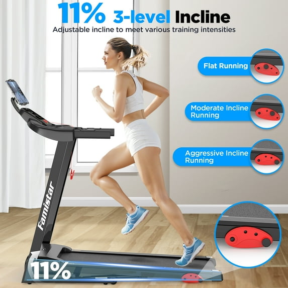 Famistar 3.7HP Folding Treadmill for Home w/ APP Control, 300lbs Capacity, Adjustable Incline, 64+7 Programs, Bluetooth Speakers, Electric Treadmill Running Machine, Fan & Knee Strap Gift