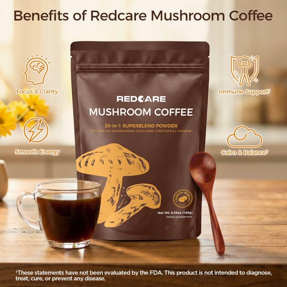 MAJUNES Mushroom Coffee, Organic Mushroom Coffee Powder Supplements with Lion's Mane, Reishi, Chaga, Cordyceps, for Better Focus and Immune Support, 6.35oz - 30 Servings