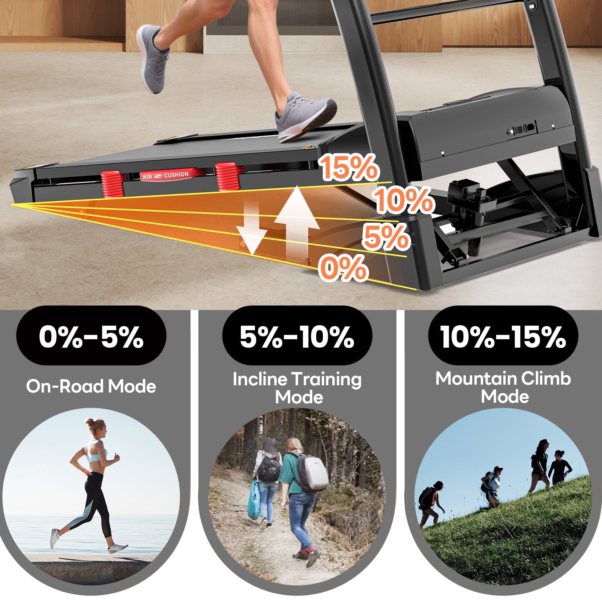 Famistar 15% Auto Incline Treadmill, 4.95HP Folding treadmill 300-400lb Capacity, 71 Smart Program, 10MPH Fast Speed, APP Control for Personalized Workout, Jogging Walking Home Treadmill w/ HiFi Speakers