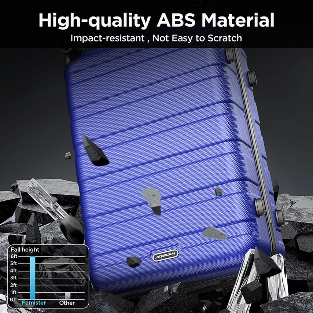 WNANEEZ  Luggage Sets 4 Piece Hardside Suitcases Set（14/20/24/28）Suitcase with 360° Double Spinner Wheels Integrated TSA Lock. (Blue)