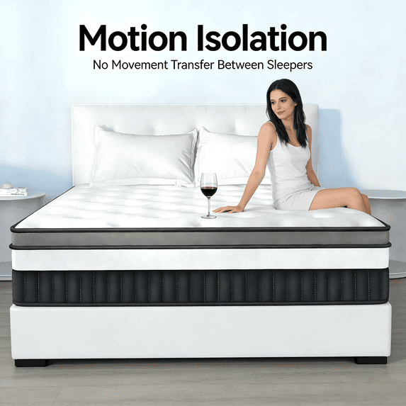 Qvamodo 14 Inch King Size Hybrid Mattress, Cooling Memory Foam Mattress in a Box with Individually Pocket Springs, Medium Firm Pressure Relief, CertiPUR-US Certified