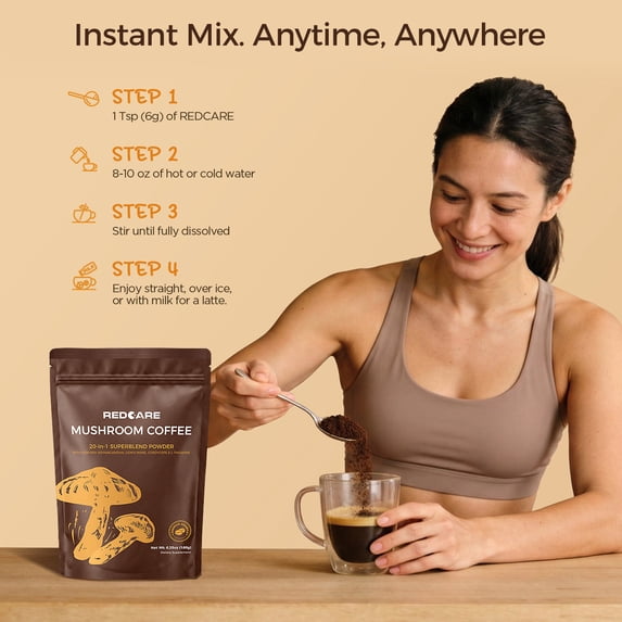 MAJUNES 20-in-1 Mushroom Coffee with16 Superfood Mushrooms Blend with with Lions Mane & Chaga, Low Acid Instant Coffee for Focus Stress Relief & Immune Support, 30 Servings-6.35oz