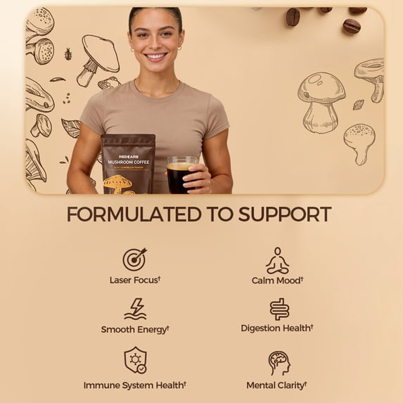 MAJUNES Mushroom Coffee with 16 Superfood Mushrooms & 4 Adaptogens, Instant Mushroom Coffee Supports Focus, Energy & Immune Health, 6.35oz