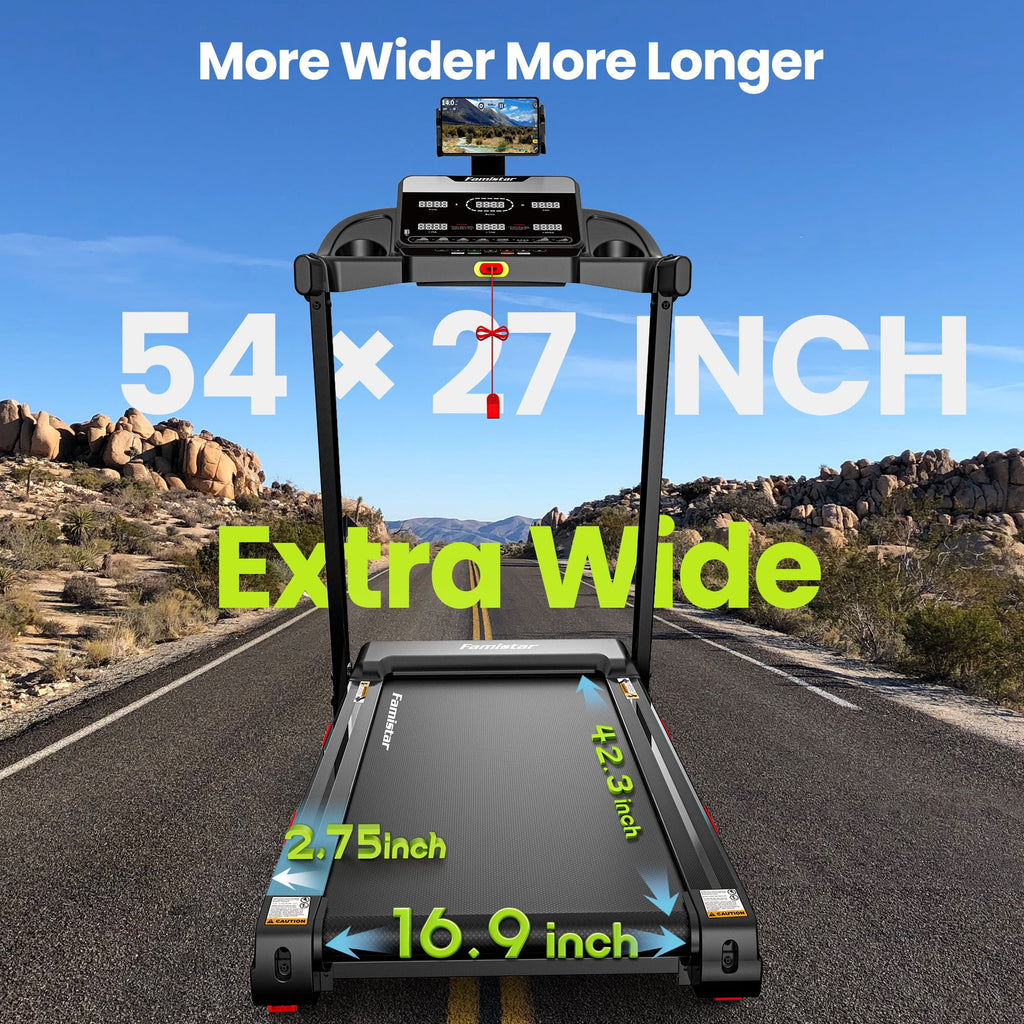 Famistar Electric Folding Treadmill for Home with Adjustable Incline & APP, 9MPH Speed, 330lbs, HiFi Bluetooth Speakers, 3.75HP Foldable Compact Treadmill Walking Running Machine