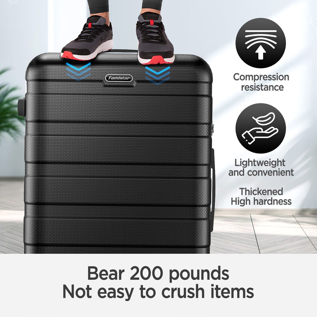 Campmoy Hardside Luggage 11 Pcs Set, Hardshell Suitcases with Spinner Wheels & Lock, 14" Travel Case, 20" Carry-On Luggage, 24" Checked Luggage, 28" Checked Luggage, Black
