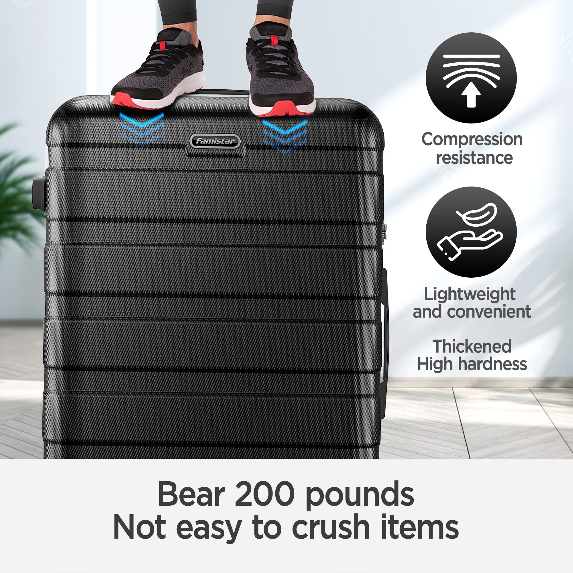 Campmoy Hardside Luggage 11 Pcs Set, Hardshell Suitcases with Spinner Wheels & Lock, 14" Travel Case, 20" Carry-On Luggage, 24" Checked Luggage, 28" Checked Luggage, Black