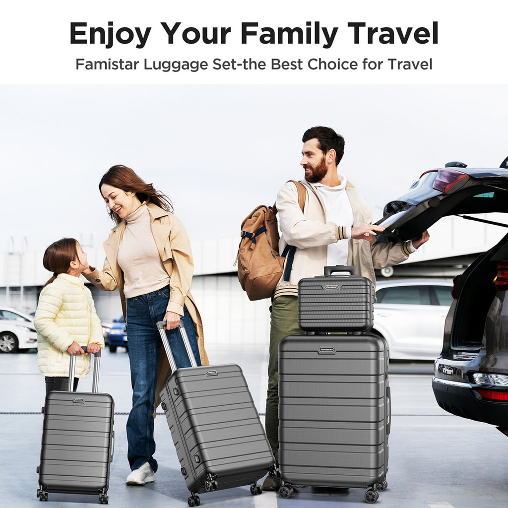 FaayFian 11PCS Luggage Set – 4 Hardside Spinner Suitcases (14”/20”/24”/28”) + 7 Packing Cubes, Lightweight Durable Travel Luggage with 360°Spinner Wheels for Family, Business, Vacation