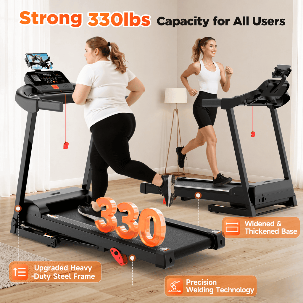 Campmoy  Folding Treadmill w/ Incline, 3.5HP Treadmill for Home w/ 330lb Capacity, 71 Programs