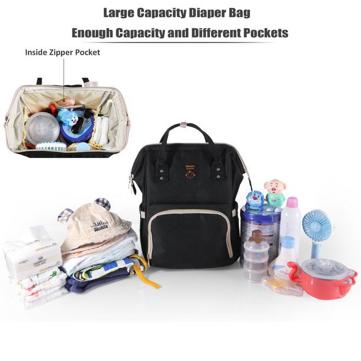 MAJUNES Diaper Bag Backpack, Large Capacity Travel Baby Backpack Bags Multi-Functional Maternity Nappy Bag, Breathable Shoulder Strap Waterproof with Insulated Pockets,Black