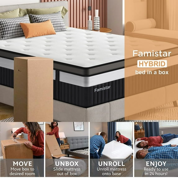 FaayFian Memory Foam Mattress, 14" Innerspring Hybrid Mattress, Multiple Size-King