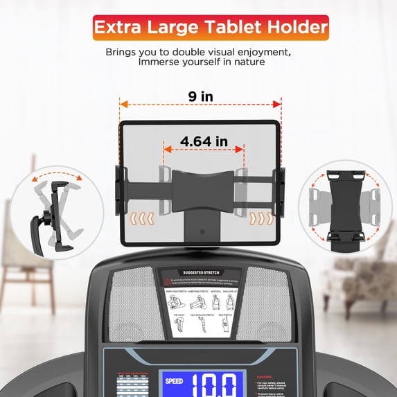 WNANEEZ 4.5HP Portable Folding Treadmill for Home, Treadmill with 15% Incline for Running Exercise, 300lb Capacity, APP Control, Bluetooth Connectivity,10MPH, 71 Programs